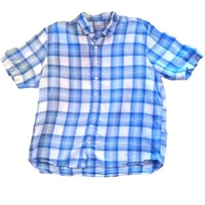 Toscano Firenxe 100% Linen Plaid Shirt XXL